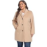 wantdo Women's Plus Size Pea coat Oversized Notched Lapel Peacoat Jacket