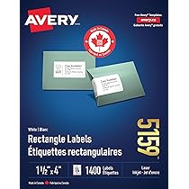 Avery White Rectangle Label, 1-1/2