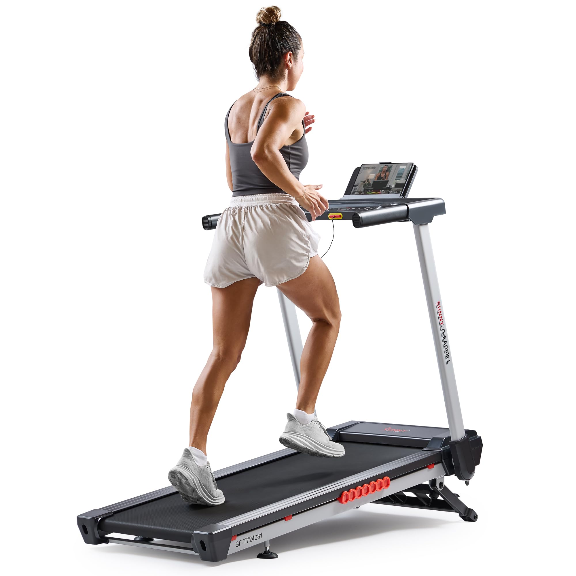 Photo 1 of Sunny Health & Fitness Pace 500 Smart Wi-Fi Treadmill with 12-Level Auto Incline, 18" Running Belt, Quiet Brushless Motor, Digital Display, Bluetooth & SunnyFit App – SF-T724081