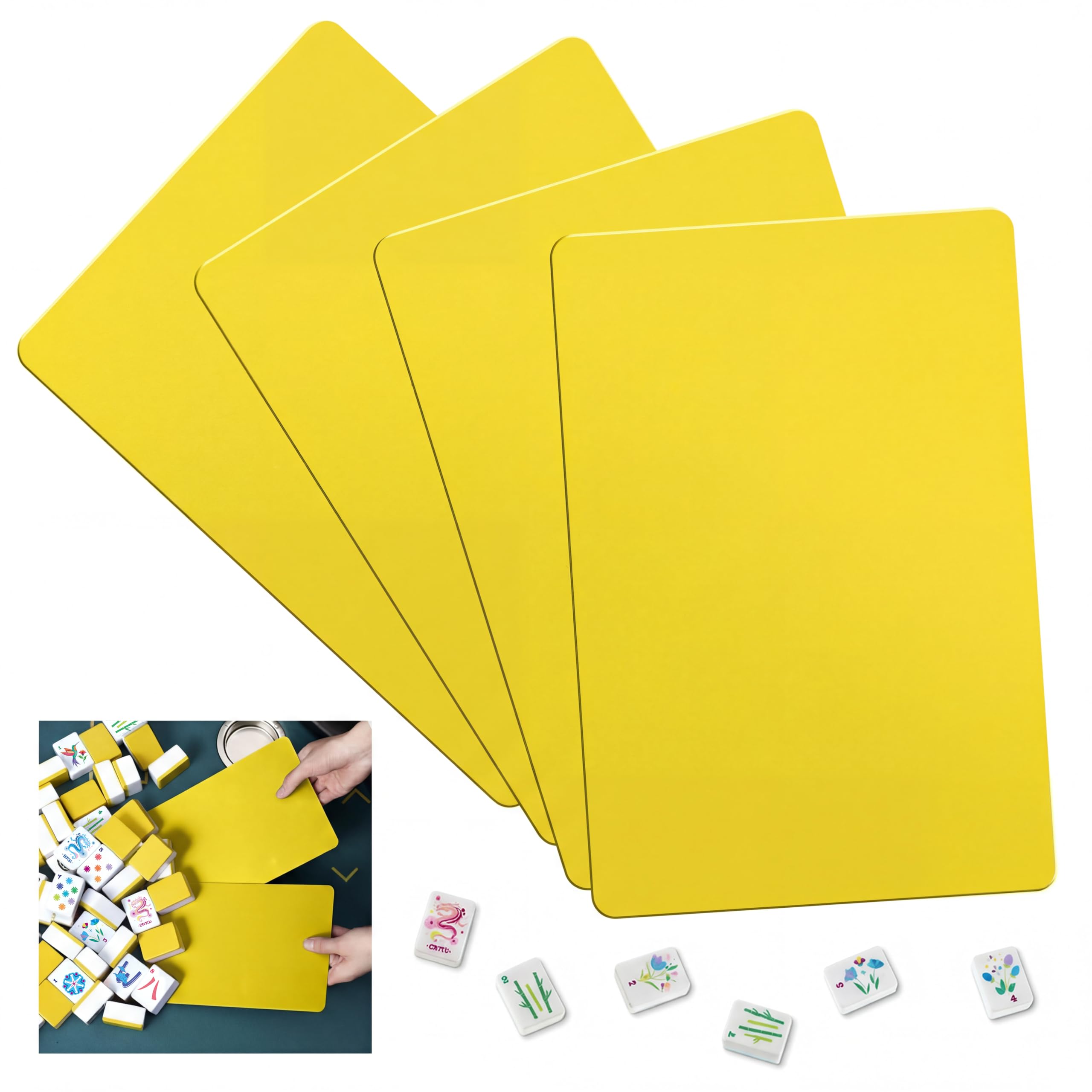 Seenelling 4 Pcs Mahjong Tile Mixer Shuffler for Mixing and Shuffling Tiles Plastic Game Accessories Gifts for Mahjong Lovers Playing Game (Yellow)