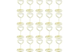 Yethuanru 20 pcs Table Number Holders Picture Holder 1.96inch Small Size Table Picture Stands for Wedding Party Office, Gold（Love）