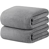 JML Extra Large Bath Sheet Towels Set of 2, 40"x80"- 350GSM Fleece Microfiber Body Towel Set for Adult - Super Soft Absorbent, Lint Free BathSheet for Sauna Yoga Hotel Shower Pool, Grey