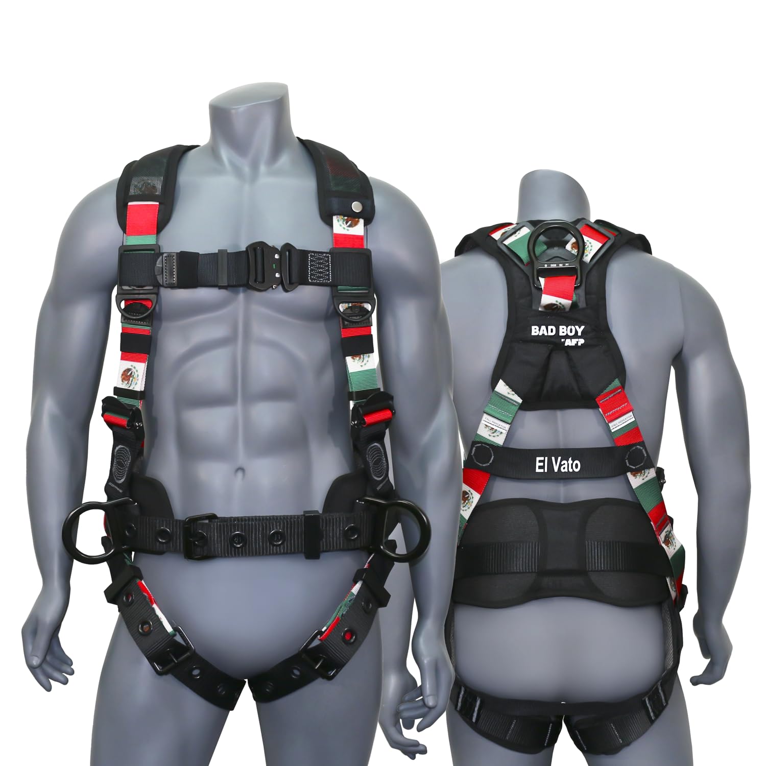 Photo 1 of AFP Fall Protection Full-Body Premium Safety Harness, 8” Thick Support Belt, Aluminum D-Rings, Tongue Buckle (OSHA/ANSI PPE) – Fall Protection Harness, Safety Harnesses for Men Construction