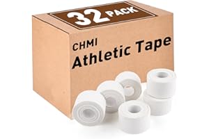 CHMI Athletic Tape,White Sports Tape (32 Pack), 320 Yards Rolls Very Strong Easy Tear NO Sticky Residue Best Tape for Gymnastics Climbing Bat Injuries Medical (1.5 Inch X 320 Yards).