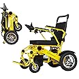 ENCAREFORENCAREFOR Widen 20" Folding 500W Electric Wheelchair, Intelligent Folding Electric Wheelchair, Extended seat More Comfortable Power Wheelchair，Durable Wheelchair (Yellow)