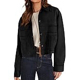 PRETTYGARDEN Women's Faux Suede Cropped Jacket Casual Lightweight Fall Fashion 2026 Winter Coats Outerwear Trendy Clothes