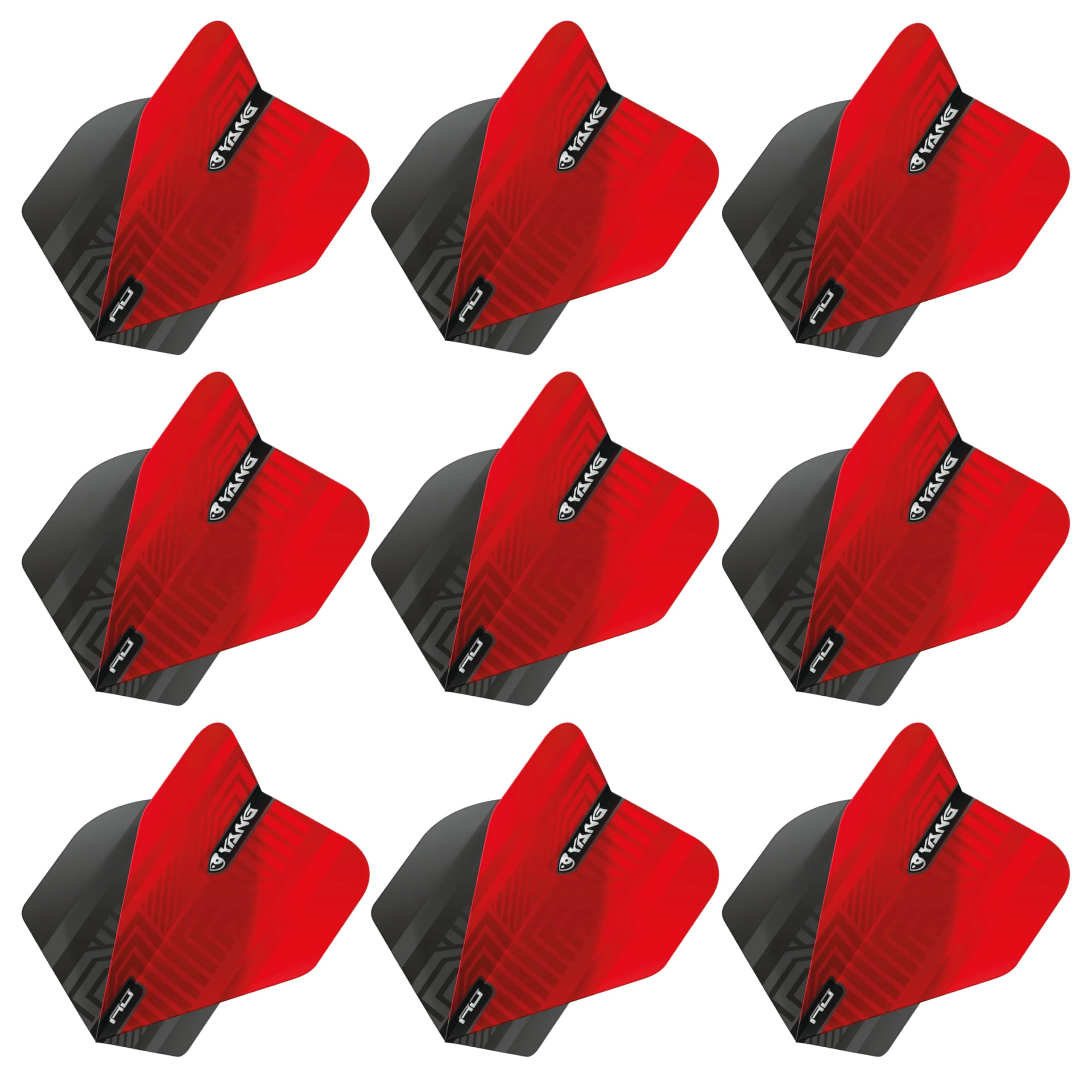 RED DRAGON Yin Yang Double Sided Red & Black Standard Dart Flights 3 Sets Per Pack (9 Dart Flights in total)