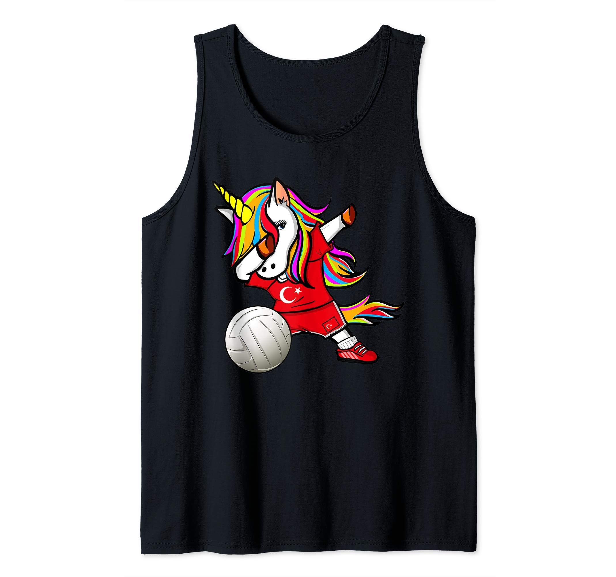 Dabbing Unicorn Turkey Volleyball Fans Jersey - Turkish Flag Tank Top