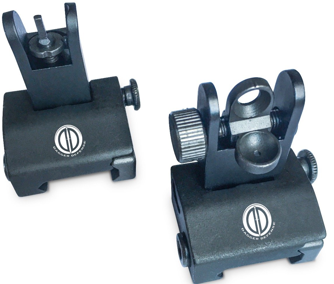 Dagger Defense tactical flip up BUIS picatinny rail mounted backup iron sights. eBay