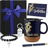 LemonRoad Godfather Proposal Gift Set God Father Appreciation Gift Father God Mug Keychain Bracelet Forever in My Heart Card for Easter Baptism Favor(Dark Blue,Godfather)