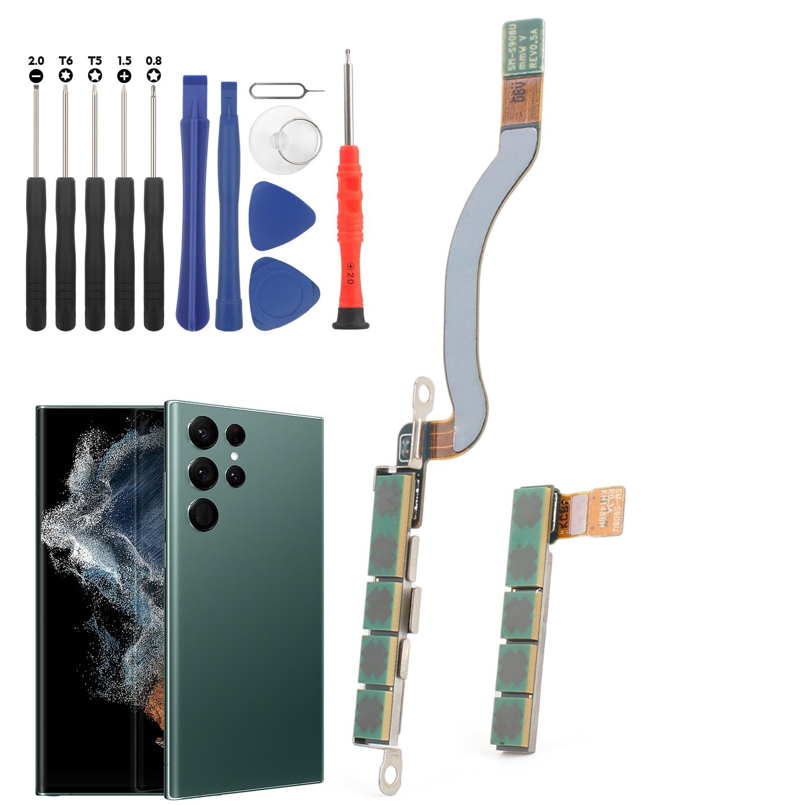 Photo 1 of 5G Signal Antenna Flex Cable for Samsung Galaxy S22 Ultra 5G with Module for Samsung S22 Ultra 5G S908U Ribbon Connector Accessories Replacement Parts with Repair Tools(4PCS Set)