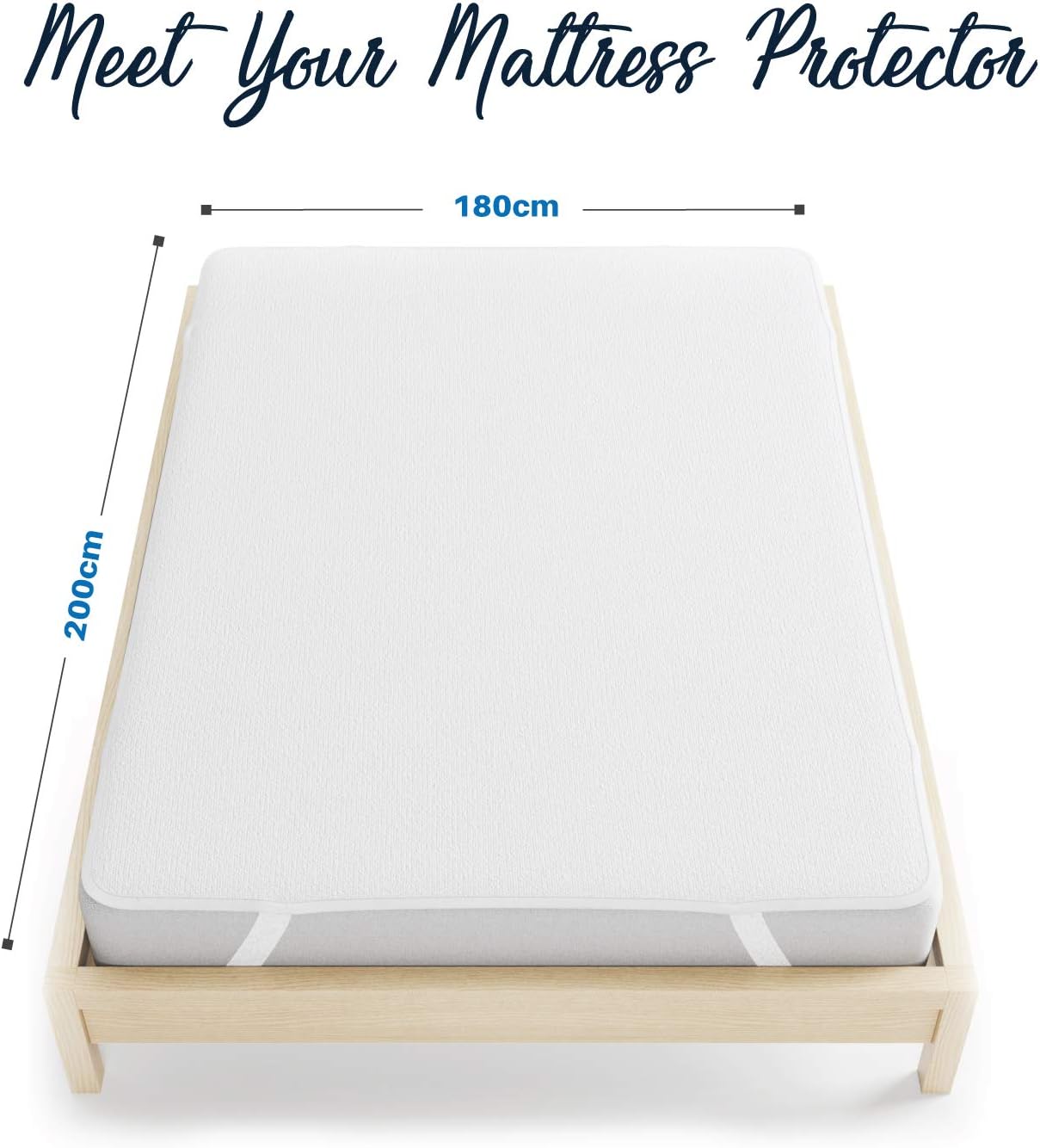 Dreamzie Mattress Protector Waterproof with 4 Elastic Corners - Made in EU - OEKO-TEX® Certified- For Mattress 180 x 200 cm - Image 3