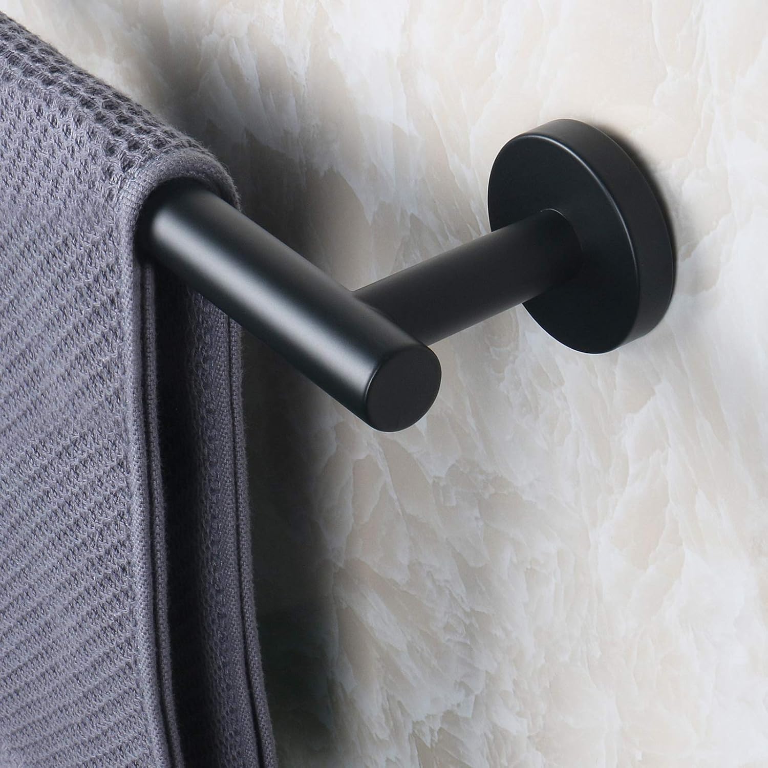 NearMoon Bathroom Towel Bar, Bath Accessories Thicken Stainless Steel Shower Towel Rack for Bathroom, Towel Holder Wall Mounted (Matte Black, 24 Inch): Kitchen & Dining