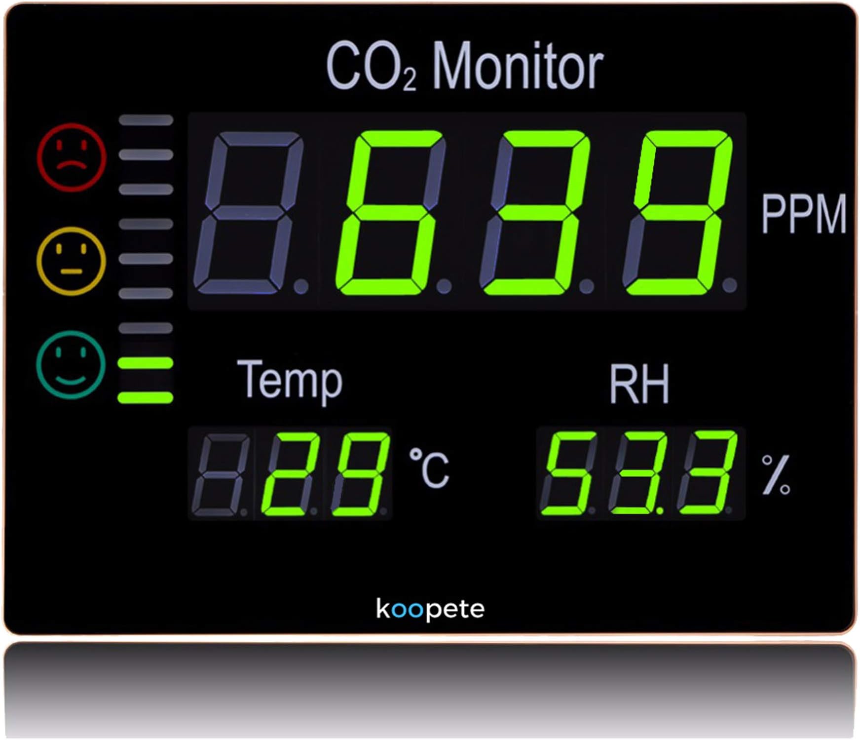 Koopete. CO2 Meter,Humidity Meter,Temperature Meter,Air Quality Meter,Environmental Thermometer.
