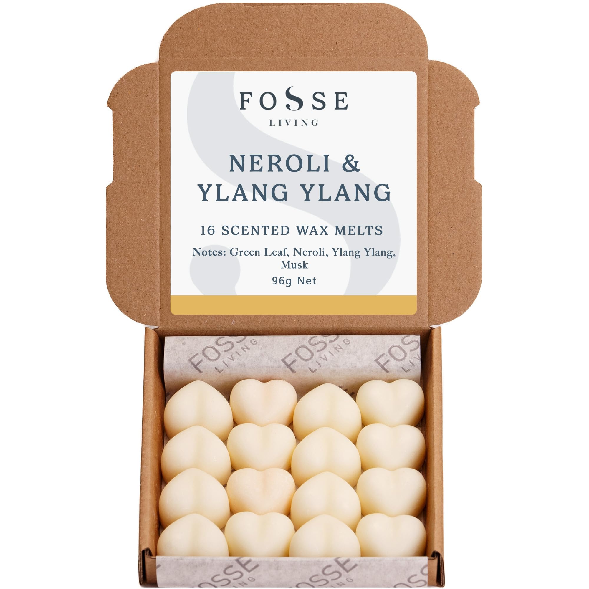 Neroli & Ylang Ylang Soy Wax Melts 16 Pack | Exotic Floral, Relaxing & Uplifting | Natural, Vegan & Plastic Free | Up to 96 Hrs Scent | Pet Safe | Handmade in UK – Fosse Living