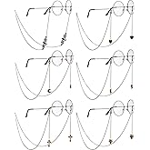 Flutesan 6 Pieces Glasses Chain Goth for Women Men Eyeglass Holder Chain Lanyard Sunglasses Chains Bat Moon Love Cat Pendant 