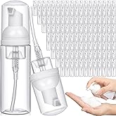 Dandat 120 Pcs 2 oz Plastic Foam Soap Dispensers Bulk Refillable Foaming Pump Bottle Empty Mini Shampoo Lash Cleaning Bottles