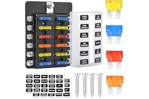 CyanHall 12 Way Blade Fuse Box 12 Volt Waterproof Fuse Box Holder with LED Indicator, Fuses & Protection Cover for Automotive