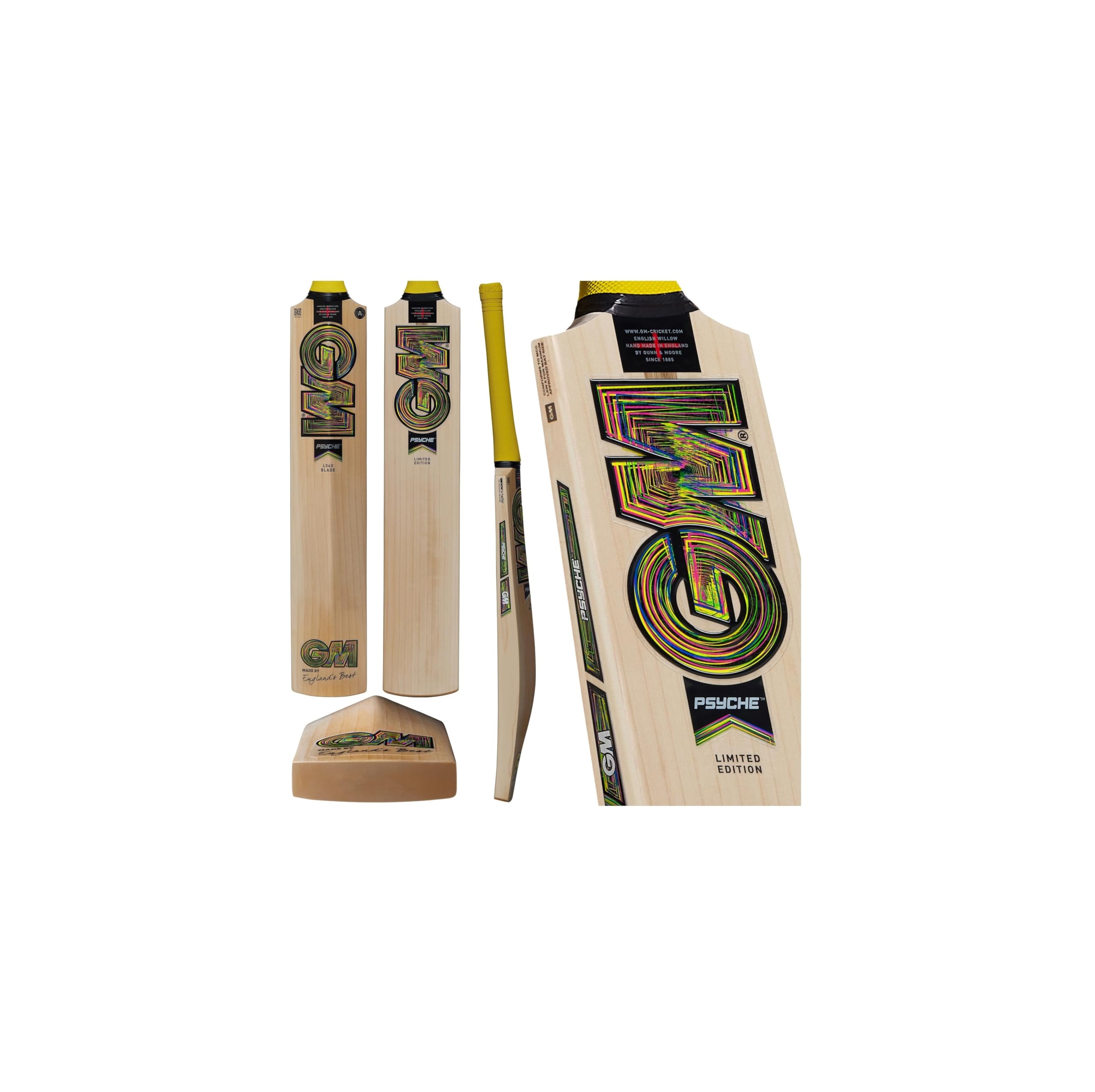GM Psyche 606 Delta Cricket Bat 2025 - Prime English Willow, L540 Blade, Mid Swell Profile, Pro Lite Grip, Full Size Short Handle, Made in England by Gunn & Moore