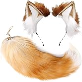 Valpeak Fox Ears and Tail Therian Tail Gear Wolf Ears for Kids Fluffy Therian Stuff Fox Costume for Girls Over 1 Years Old