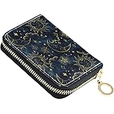 Sletend Vintage Moon Sun Star Sky RFID Credit Card Holder Leather With Zipper Card Case Wallet for Women Girls