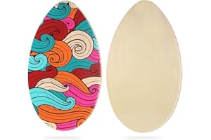 HQO LOVL 35 inch Skim Board for Kids Adults Wooden Skim Boards with High Gloss Coat for Beach Skimboards for Beginners