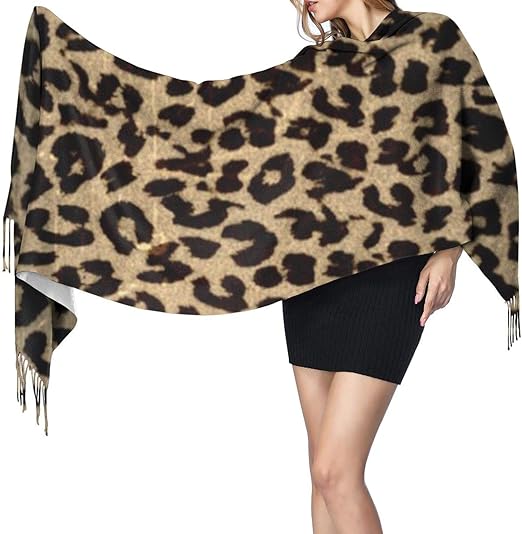 Women Scarves Winter Long Soft Warm Vintage Leopard Print Cashmerelike