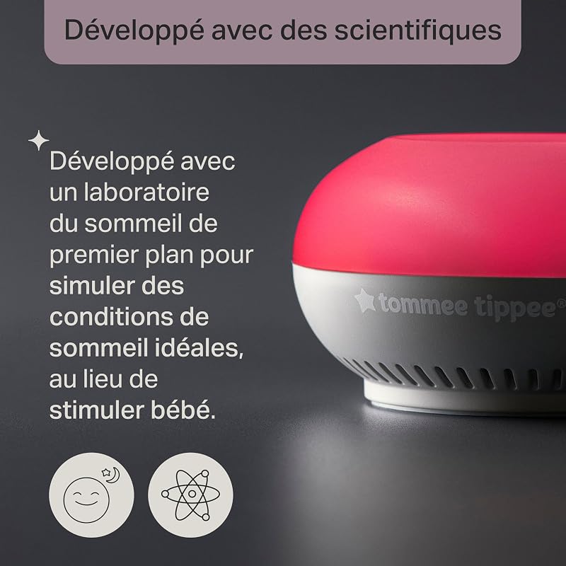 Dreammaker aide au Sommeil pour Bébé, scientifiquement prouvé pour aider les bébés à mieux dormir, bruit rose, veilleuse rouge, capteur de pleurs intelligent