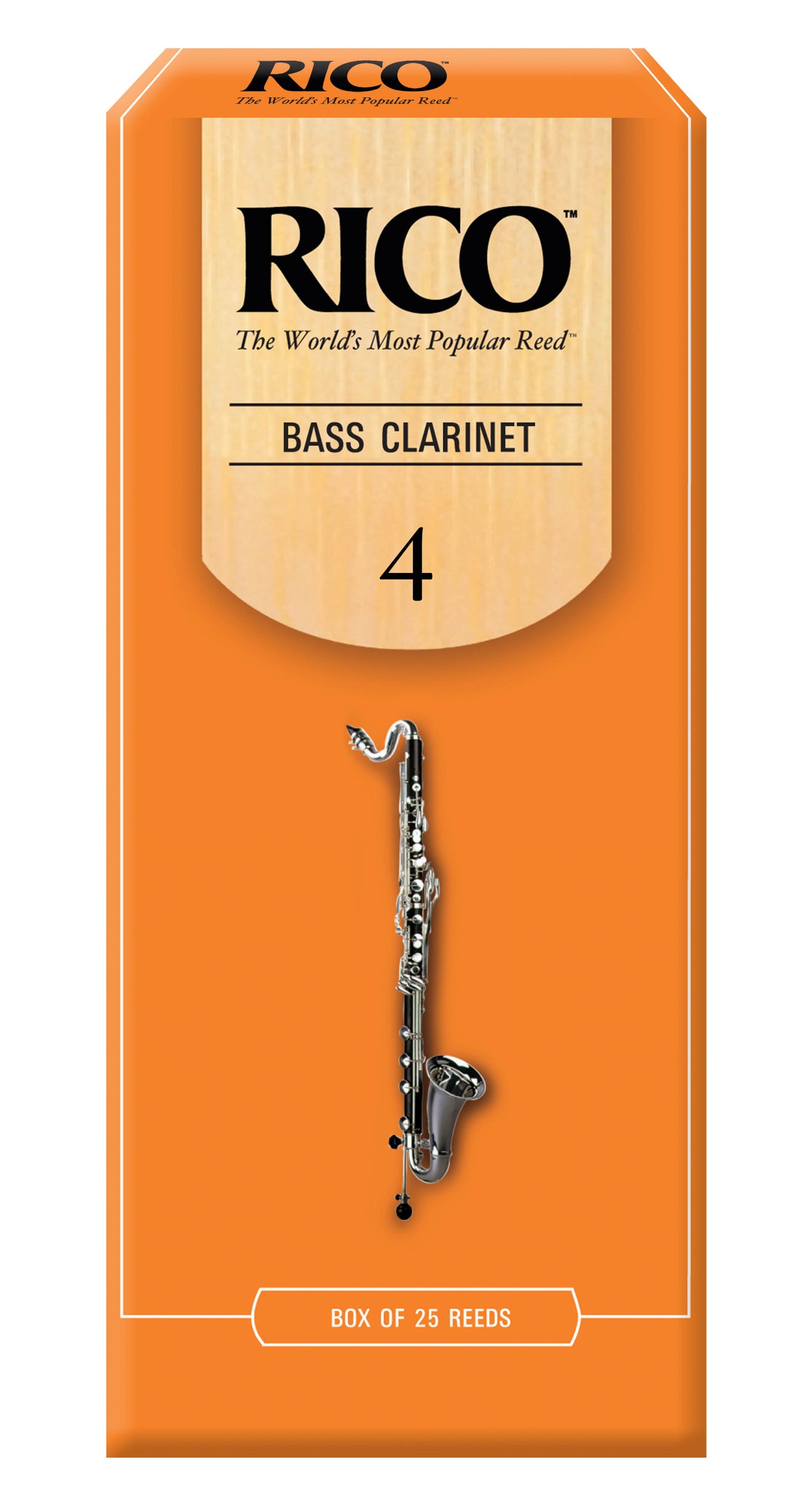 Rico 4.0 Strength Reeds for Bass Clarinet (Pack of 25)