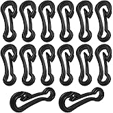 LUORNG 16PCS Outdoor Rucksack Anti-Lost Plastic Hooks and Buckles - Length 47mm/1.85in Luggage Accessories Wingless Snap Hooks for Parachute Ropes Camping Nautical Accessories - Black