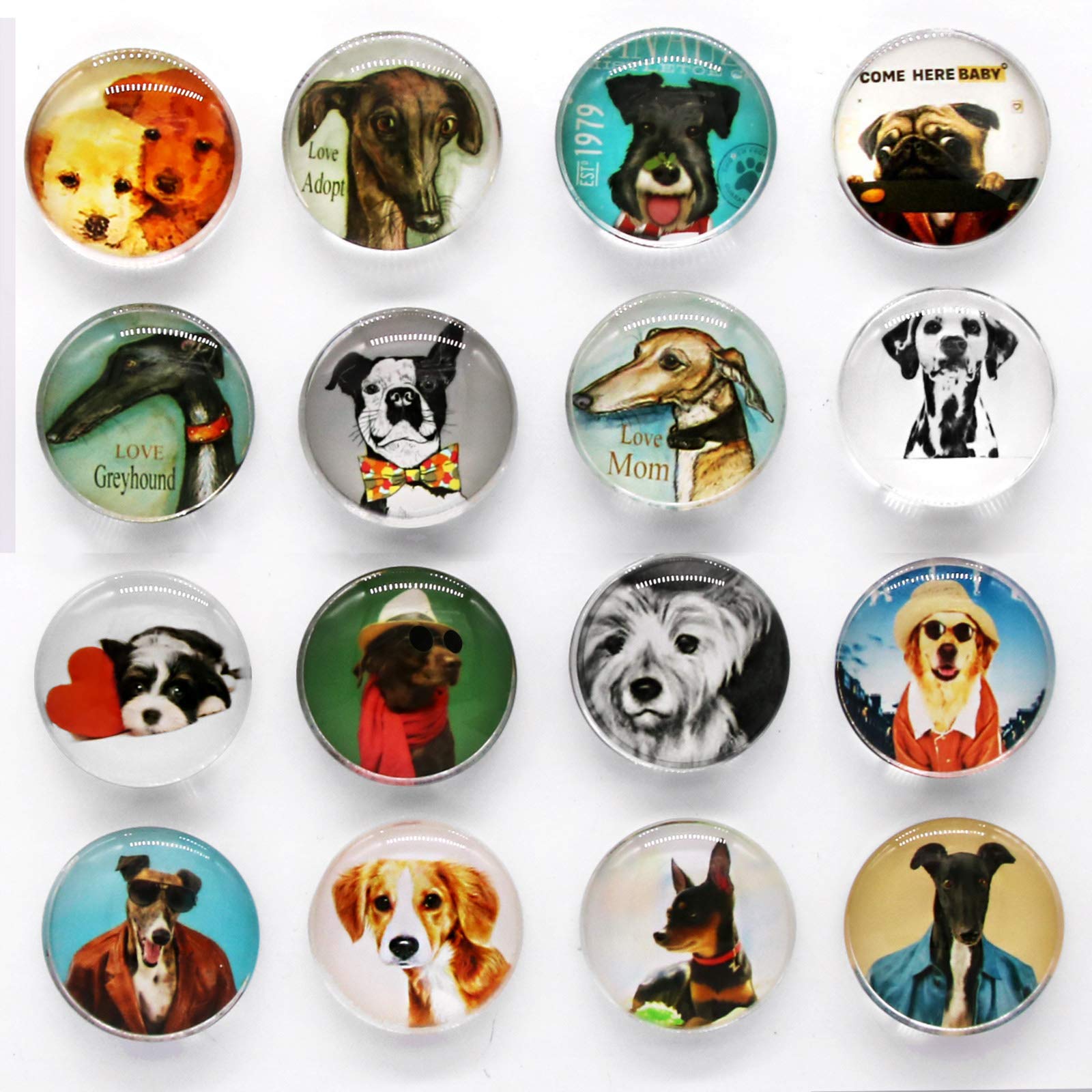 16pcs Crystal Glass Fridge Magnets, Creative Refrigerator Magnets Cute Home Decor Magnetic Stickers Office Magnets Set for Dry Erase Board, Cabinets, Whiteboards, Photos, Notice Messages