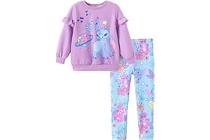 Disney Frozen Minnie Mouse Stitch Princess Fall Toddler Girl Outfit 2 Piece Girl Clothes Long Sleeve Sweatshirt and Leggings