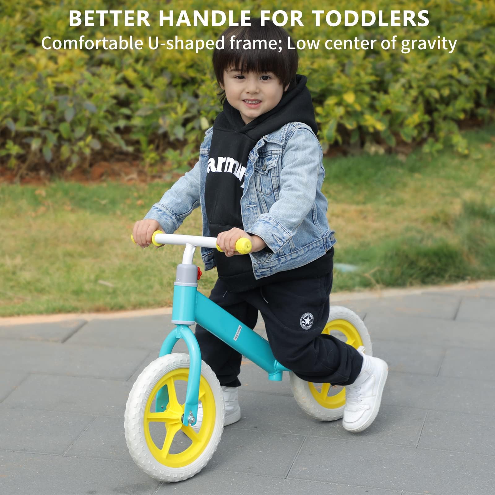 11 inch Kids Balance Bike for Over 3 Years Old Children, Adjustable Heights, Carbon Steel & PE Tires, Light Blue