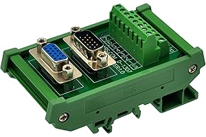CZH-LABS DIN Rail Mount DSUB DB15HD Male/Female Header Interface Module, D-SUB Breakout Board.