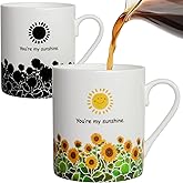 Lovift Novelty Sunflower Coffee Mug Valentine Day Birthday Gift for Women, Unique Heat Color Changing Ceramic Tea Cup, Funny Christmas Gifts for Best Friend, Mom, Sister, Bestie, Teacher. 12 oz.
