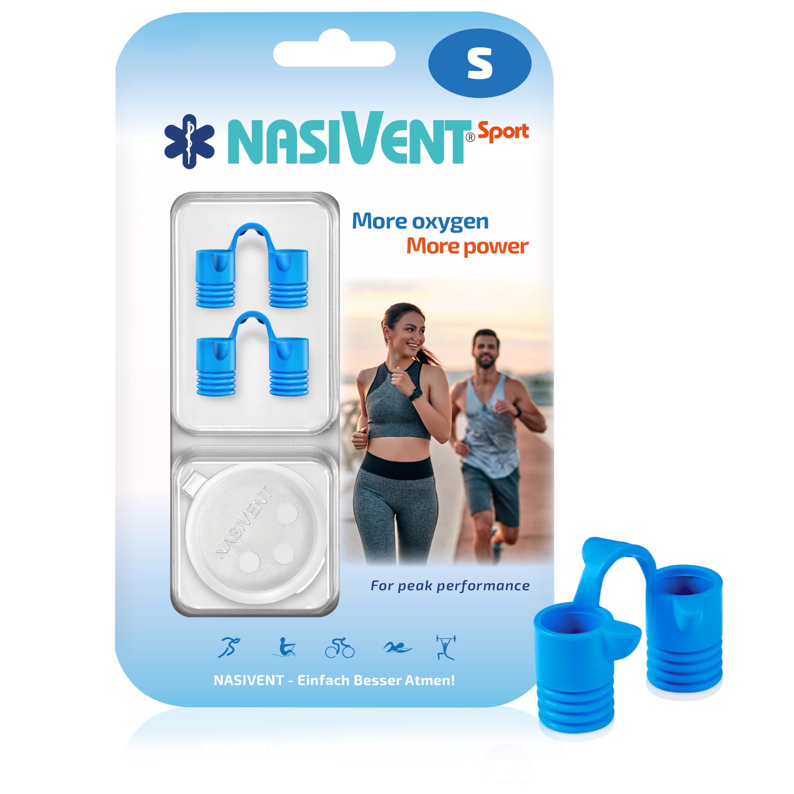 Nasivent Sport – Improve Nasal Breathing for Sports and Leisure Activities as well as Protection Against Snoring, 46601, blue, S