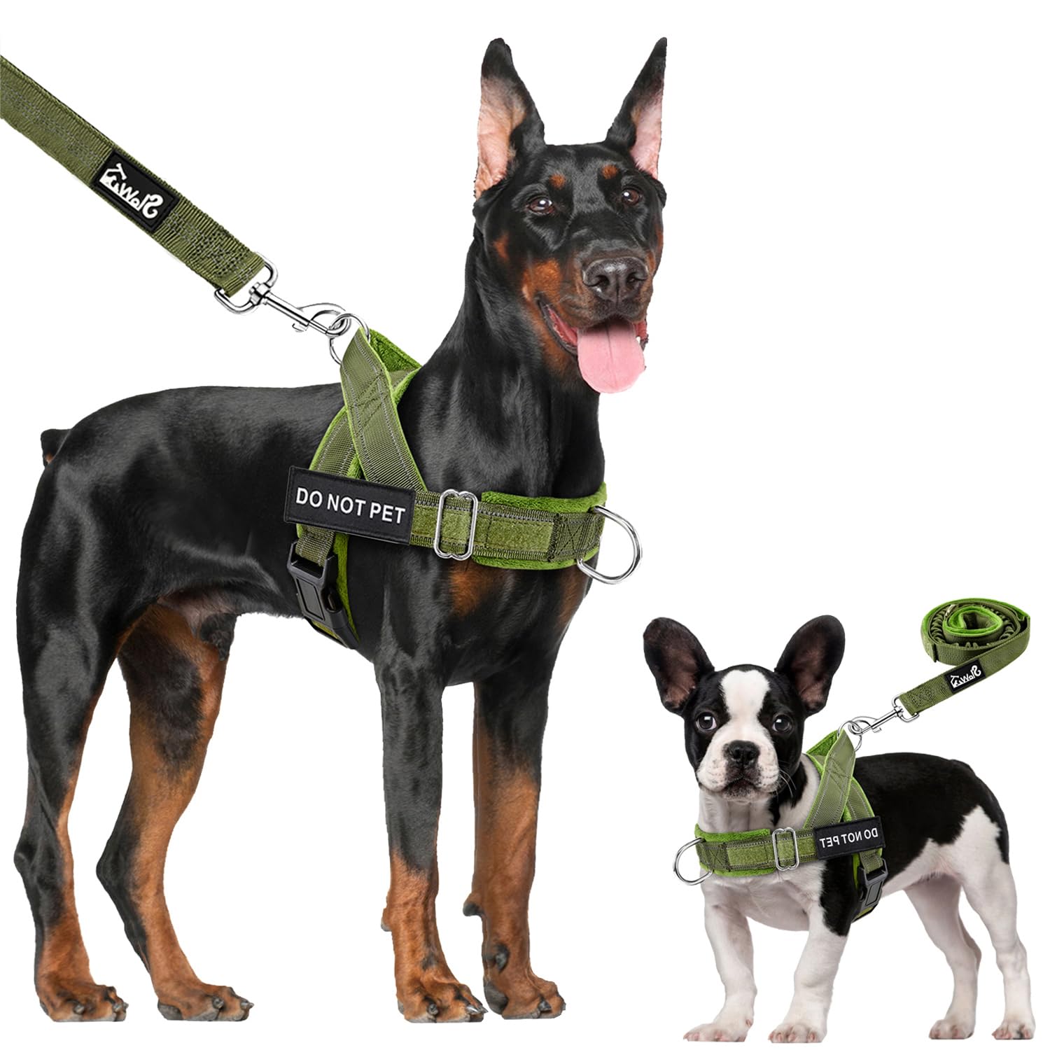 Photo 1 of Lukovee No Pull Dog Harness & Leash Set - Heavy Duty Dog Vest Harness with Soft Padded for Medium Large Dogs, Adjustable Reflective Tactical Pet Harness for Easy Walk and Training (M, Green)