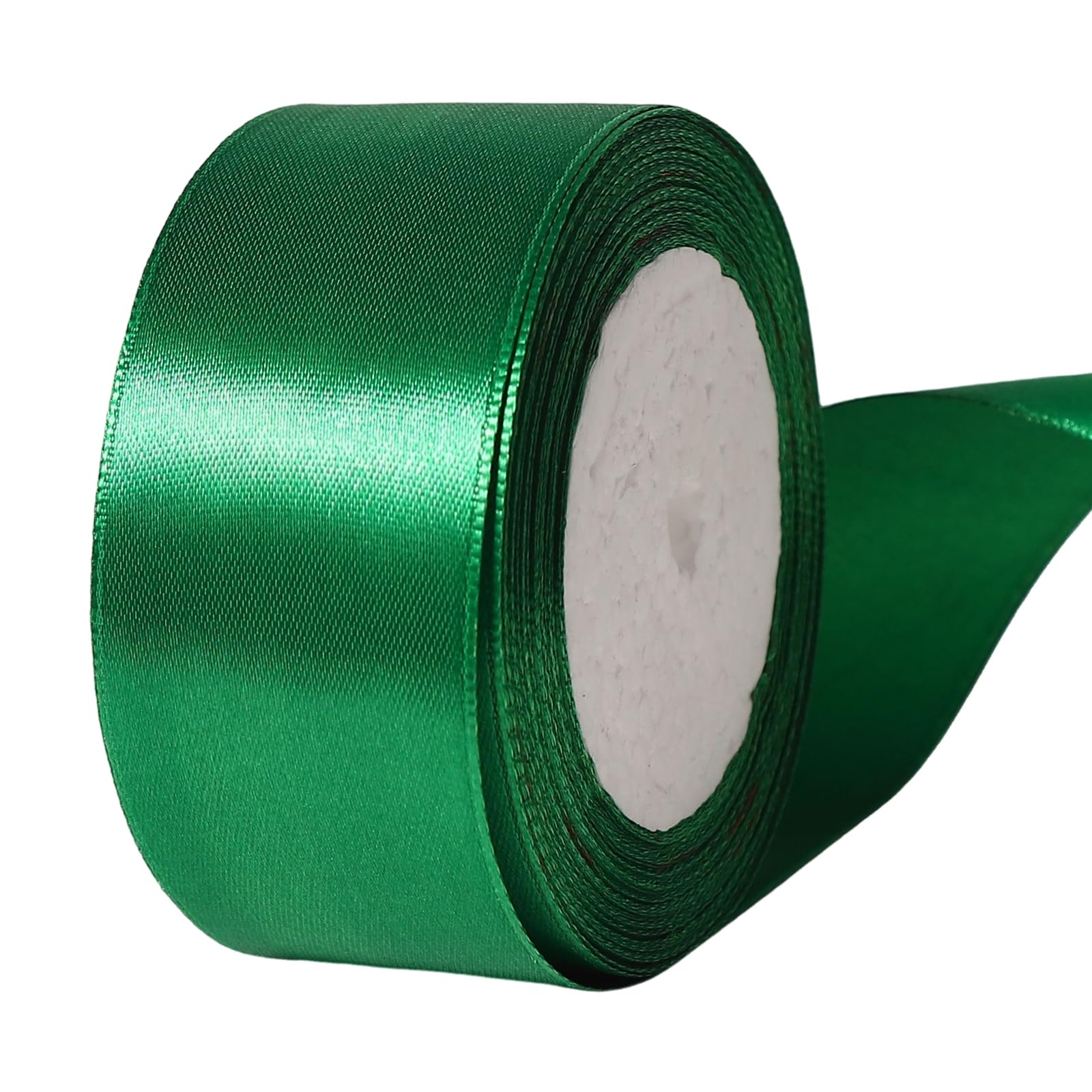 Dishaur 40mm Green Satin Ribbon for Gift Wrapping, 22M Fabric Ribbon for Crafting, Sewing, Christmas, Hair Bows and Cake Decoration