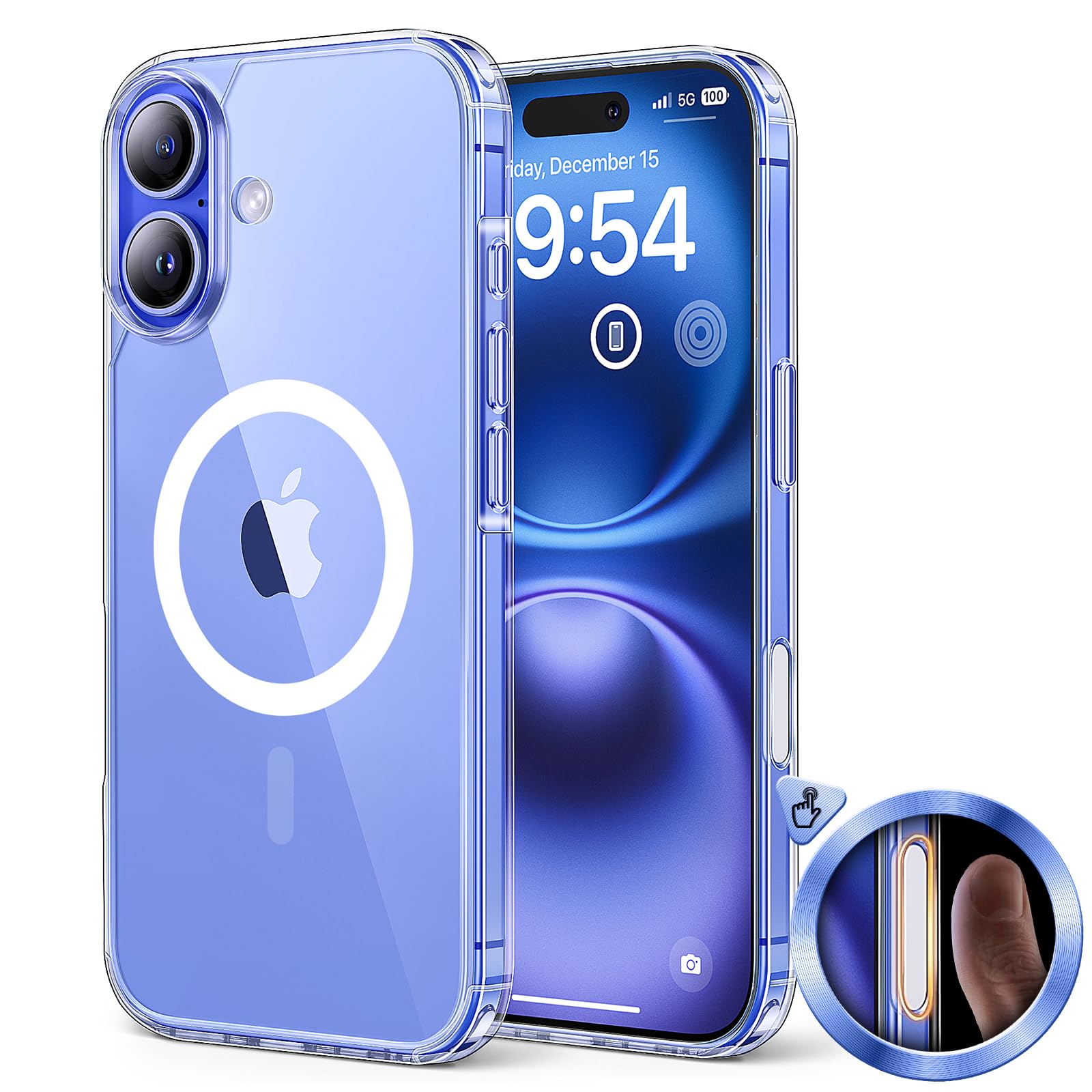 TAURI Magnetic Clear for iPhone 16 Case with Camera Control Capture Button, Compatible with MagSafe [Anti-Yellowing][Military-Grade Protection], Slim Phone Case for iPhone 16 6.1"