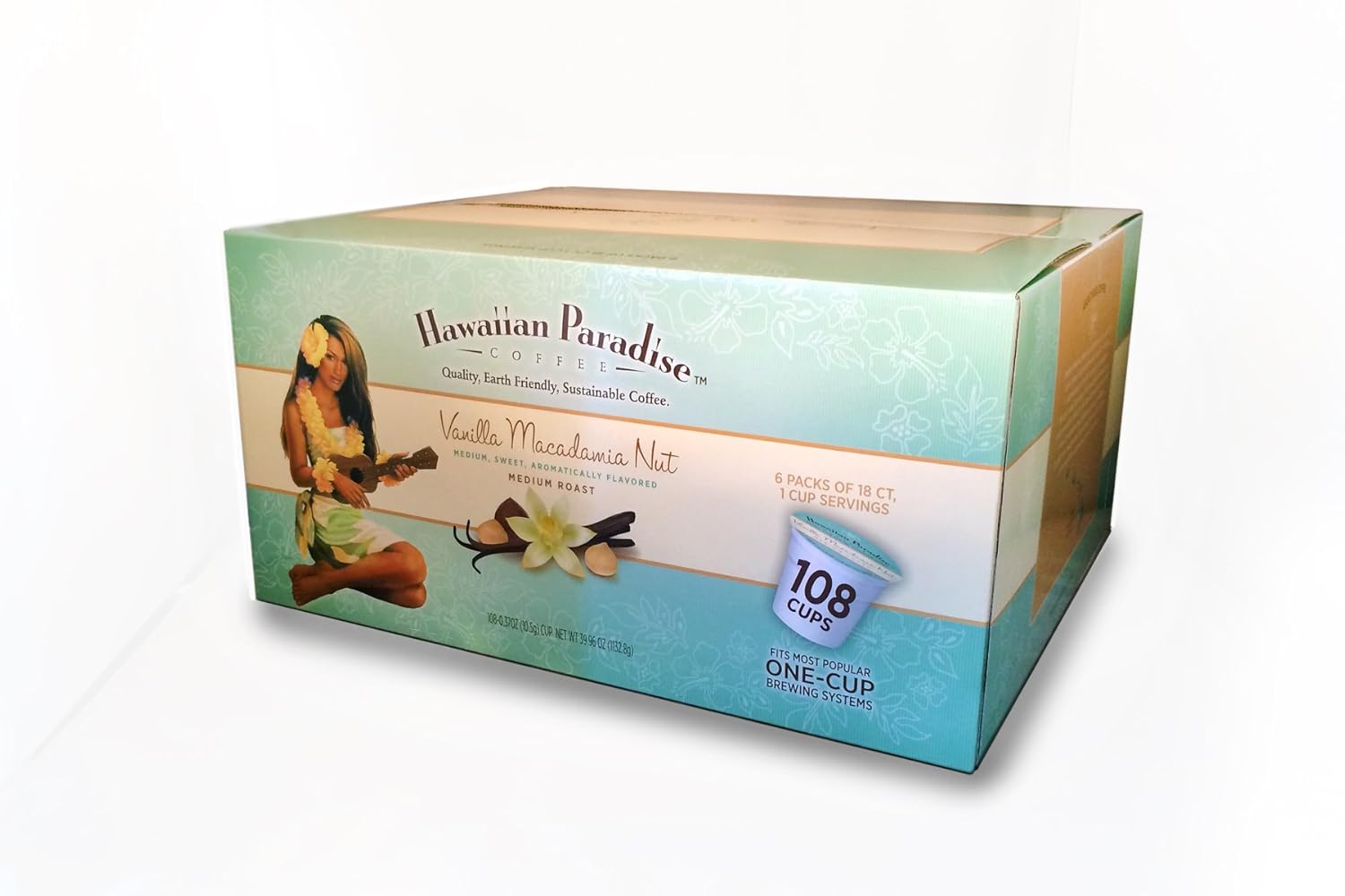 Hawaiian Paradise Coffee K Cups Vanilla Macadamia Nut {108 Cups} Sweet Medium Roast with An Amazing Aroma | Made From The Finest Beans, Farm Fresh Coffee | Keurig Friendly | Bulk K Cups Perfect For Home Or Office