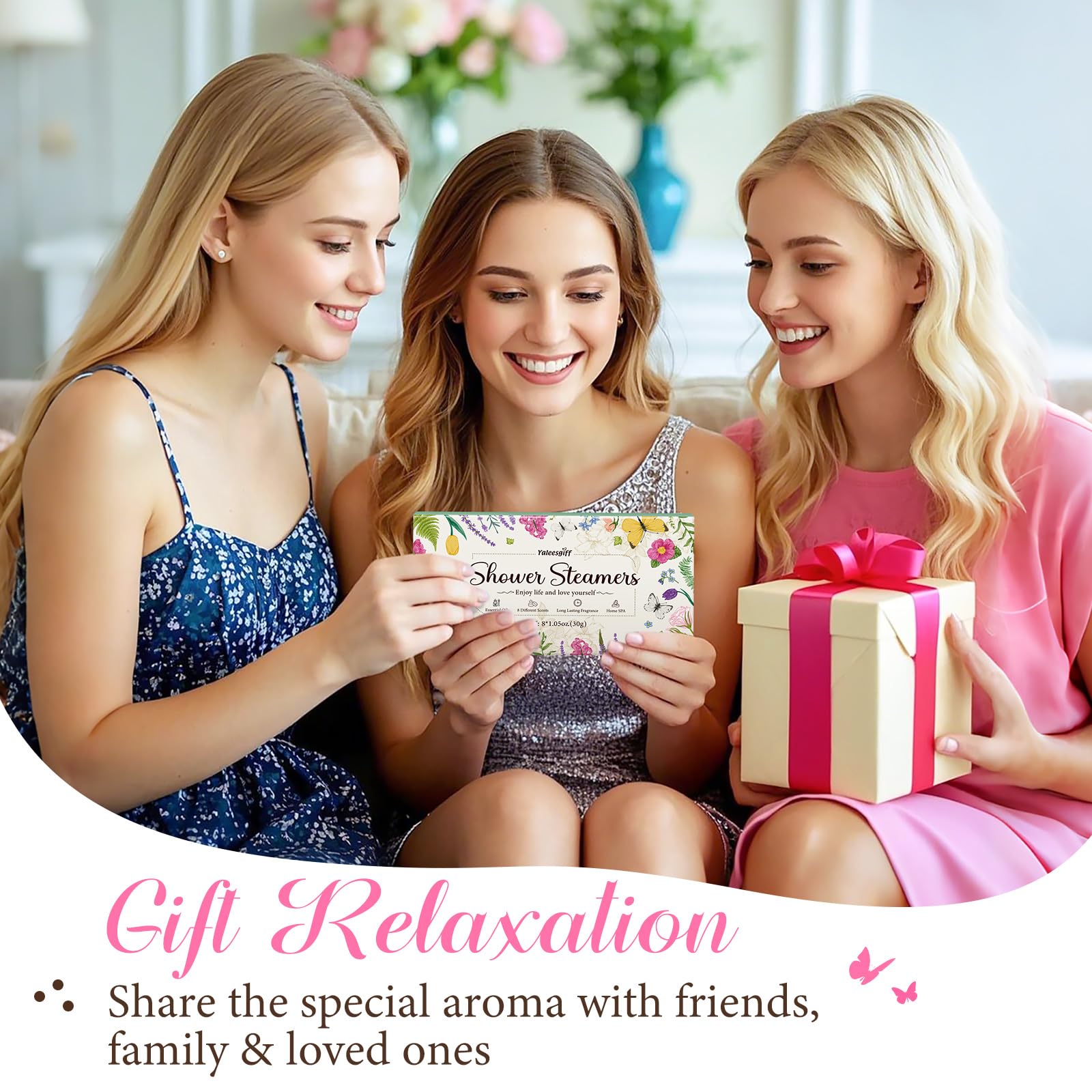 Yaleesgiff Geschenke für Frauen Badebomben Aromatherapie Geburtstagsgeschenke für Frauen, Shower Steamers Home SPA Natürliche ätherische Öl für Muttertagsgeschenk für Mama (8 Stück) 2