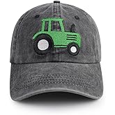 Farm Tractor Hats for Boys Girls Age 3-10, Adjustable Washed Vintage Embroidered Kids Baseball Cap