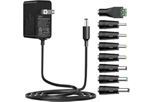 Tonton 12V 1A 10ft Power Supply Adapter, 12W AC/DC Charger w/8Tips, AC 100-240V to DC 12Volt 1A 0.8A 0.6A 0.5A Universal Conv