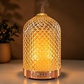 Essential Oil Diffuser for Home, 120 ml Glass Aromatherapy Diffuser | 7 Color Lights, Quiet Aroma Diffuser, Auto Shut-Off &amp; Timer for Bedroom Office, Gifts for Women - Dimond Glass