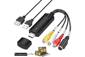 Video Capture Card, AV to USB Convert, Old VHS VCR Mini DV Hi8 DVD to Digital, VHS to Digital Converter for VHS Play/VCR Play