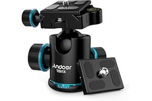 Andoer TB81X Tripod Ball Head 360 Degree Rotating Panoramic Ballhead for Tripod Monopod Slider DSLR Camera with 3Pcs 1/4" to 3/8" Srew Adapter and 2pcs Plate Max Load 8Kg/17.64Lbs