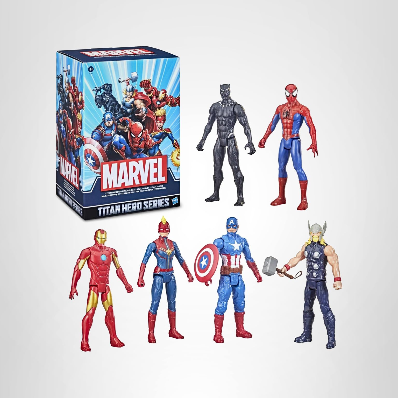 Marvel Titan Hero Series Action Figure Multipack, 6 Action Figures, 12-Inch Toys, Inspired By Marvel Comics, For Kids Ages 4 And Up (Amazon Exclusive)