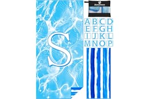 Zoneshinex Personalized Microfiber Monogrammed Beach Towel Sand Free Quick Dry Super Absorbent Customized Initial Letter Lightweight Oversized Pool Swim Towels S Gifts for Women