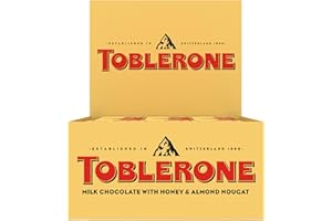 Toblerone Milk Chocolate Bar with Honey and Almond Nougat, 12 - 3.52 oz Bars