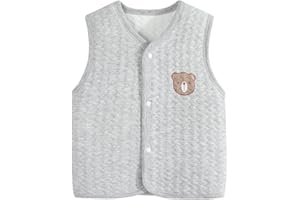 Baby Boys Girls Cotton Warm Vest Toddler Sleeveless Lightweight Jacket Spring Fall Infant Button Cute Waistcoat